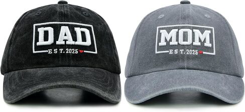 Funny Mom and Dad Est 2025 Hats, Gifts for New Parents, New Mom and Dad Hats, 3D Embroidered Adjustable Baseball Cap in Saudi Arabia