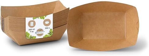 BIOZOYG Food Boats 250 Pack 8 oz Paper Food Trays - Food Boats disposable Snack Trays - Nachos, French Fries, Tacos, Party Snacks - Serving Baskets Cardboars Trays in Saudi Arabia