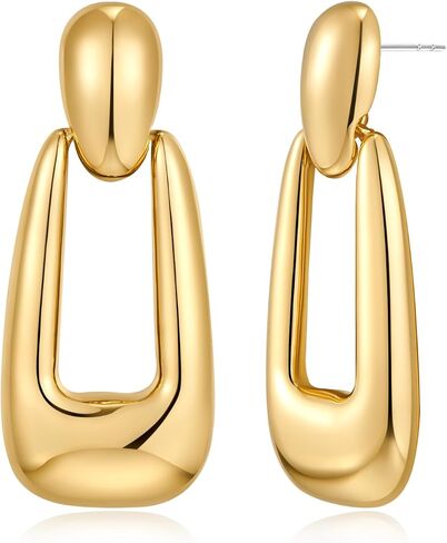 Gold Statement Earrings for Women, Thick Stud Earrings Chunky Stud Earrings Fashion Jewelry Gifts in Saudi Arabia