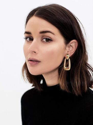 Gold Statement Earrings for Women, Thick Stud Earrings Chunky Stud Earrings Fashion Jewelry Gifts in Saudi Arabia