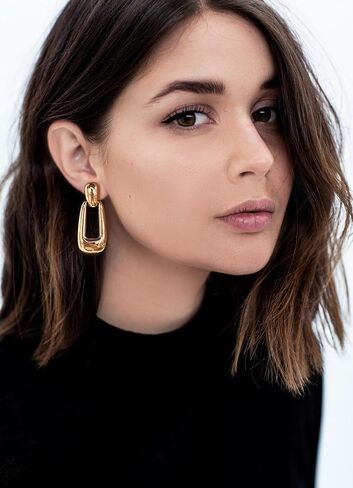Gold Statement Earrings for Women, Thick Stud Earrings Chunky Stud Earrings Fashion Jewelry Gifts in Saudi Arabia