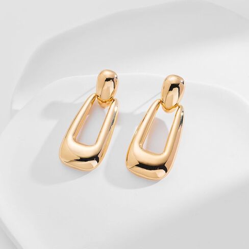 Gold Statement Earrings for Women, Thick Stud Earrings Chunky Stud Earrings Fashion Jewelry Gifts in Saudi Arabia