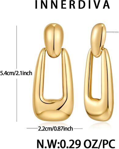 Gold Statement Earrings for Women, Thick Stud Earrings Chunky Stud Earrings Fashion Jewelry Gifts in Saudi Arabia