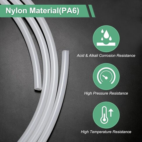 Nylon Line Hose Tube, 0.17"(4.35mm) ID x 0.25"(6.35mm) OD PA6 Pneumatic Air Line Tubing for Fluid Transfer/Trailer Air Brake, Polyamide Water Fuel Pipe [10M/33FT, Translucent] in Saudi Arabia