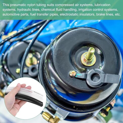 Nylon Line Hose Tube, 0.17"(4.35mm) ID x 0.25"(6.35mm) OD PA6 Pneumatic Air Line Tubing for Fluid Transfer/Trailer Air Brake, Polyamide Water Fuel Pipe [10M/33FT, Translucent] in Saudi Arabia