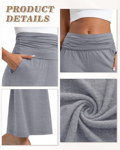 3 Pack Women's Fold Over Flare Leggings with Pockets Wide Leg Yoga Pants Casual Stretchy Lounge Flowy Palazzo Pants in Saudi Arabia