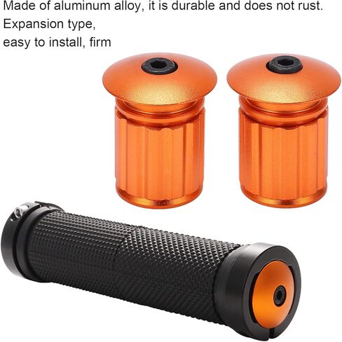 BORDSTRACT Bicycle Bar End Plugs, 1 Pair Universal Aluminum Locking Bike Grip Plug for 18-20mm Handlebar BMX MTB Mountain Bike(Orange) in Saudi Arabia