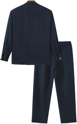 Men's 2 Pieces Set Long Sleeve Outfit Yoga Shirt Casual Pants With Pockets Summer Yoga Outfits in Kuwait
