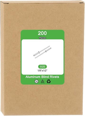 200 قطعة من Uxcell 1/8"x1/2" برشام أعمى من الألومنيوم، مسامير عمياء من النوع المفتوح للاستخدام بنفسك، الصفائح المعدنية، إصلاحات السيارات، الأثاث، القوارب، وأعمال مجاري الهواء (فضي) in Saudi Arabia