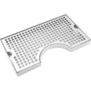 Kegerator Beer Drip Trays, Stainless Steel Keg Drip Tray with Non-Slip Rubber Pad, Premium Metal Beer Tower Drip Pan for Home Bar Mini Fridge Without Drain