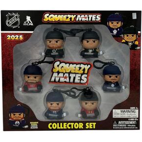 Party Animal Squeezymates NHL 2025 Series 5 Collector Box Set, 6 Figures, 2 1/2 Inch Tall, Team Colors