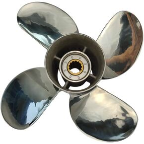 4 Blade Propeller 11 5/8x12 for Yamaha Outboard Stainless Steel Propeller 25-60HP RH 13 Tooth SS Prop