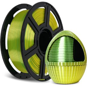 FLASHFORGE Silk Dual Color Filament, Yellow and Green 2 in 1 Coextrusion Silk PLA Filament 1.75mm, 3D Printer Filament Color Change 1kg(2.2lbs) Spool, Dimensional Accuracy +/- 0.02mm