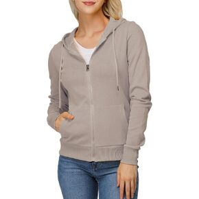 Women's Slim Fit Zip Up Hoodie Lightweight Long Sleeve Kangaroo Pocket Basic Casual wear