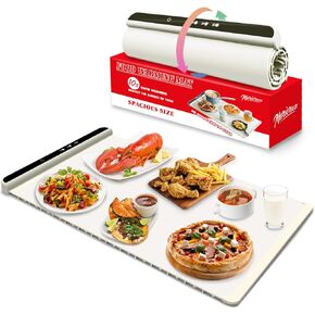Warming Mat for Food,Electric Food Warming Mat with 3 Level Temperature and 4 Hours Timer,Portable Heating Tray for Buffets, Parties, and Family Meals, Heats in 10 Seconds