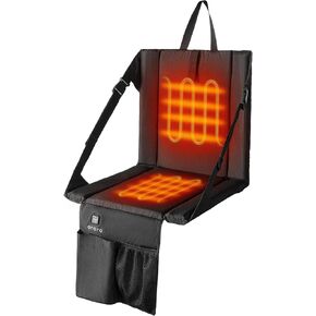 ORORO Heated Stadium Seat with Back Support, Portable Folding Stadium Seat for Bleachers Camping Concert (Battery Included)