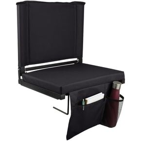 Home-Complete Bleacher Seat - Stadium Seat Cushion with Pocket and Cupholder - Wide Sports Chair - Stadium Seats with Back Support (Maroon)
