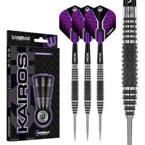 Winmau Darts Kairos Series 90% Professional Tungsten Steel Tip Darts Set with Dart Flights and Dart Shafts (Stems) - Available in Two Styles - Available Weights 21g, 23g 24g and 26g