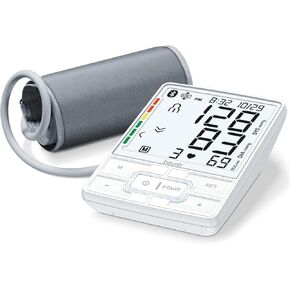 Beurer BM69W Upper Arm Blood Pressure Monitor with Bluetooth, Cuff Position Indicator, and Inflation Tech for Comfortable Readings, Portable Storage Case Included, 200 Memory Sets