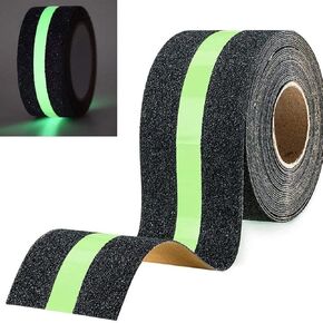 2in*33ft Glow in The Dark Tape Green Fluorescent Spike Sticker Continuous Luminous Tapes for Easter Theater Stage Party Wall Step Emergency Exit (1pc Non-Slip Tape)