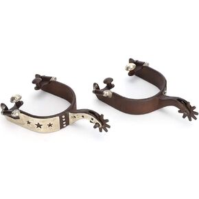 Tgoon 2PCS Horse Boot Spurs, Hand Sculpture Cowboy Spurs with Gears, 85x75mm Black Stainless Steel Horse Spurs for Equestrian Competition Entertainment