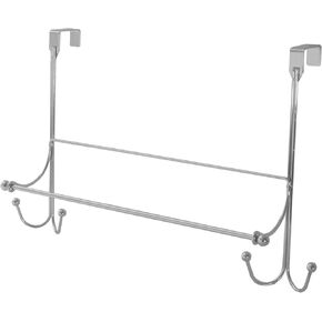 Splash Home Madhu Over The Door Hook Rack Accessory Organizer, 16" x 3" x 12", Satin