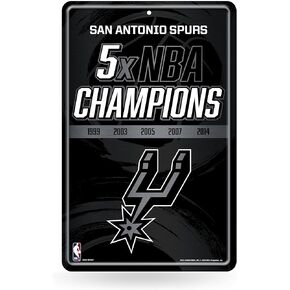 Rico Industries NBA Multi Time Champions Large Metal Sign 11" x 17" Large Metal Home Décor Sign - Great Gift