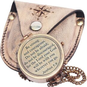 Be Strong And Courageous Brass Engraved Compass, Pocket Compass, Baptism Gifts, Best Easter, Birthday Gifts, Graduation Gifts, Wedding Gifts, Religious Gifts For Men