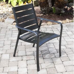 Hanover Aluminum Slatted Dining Chair, 1PC, Gunmetal