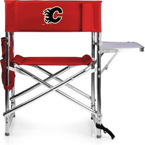 PICNIC TIME NHL Calgary Flames Sports Chair with Side Table - Beach Chair - Camp Chair for Adults