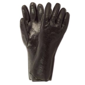 MAGID T1082R MultiMaster Rough Finish PVC Gloves with Knit Cuff, 12", Black (12 Pair)