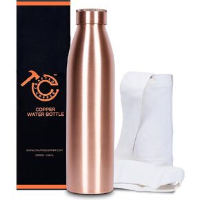 Copper Water Bottle For Drinking 34 Oz Extra Large - Smooth Ayurvedic 99% Pure Copper Vessel For Drinking - Drink More Water with Lower Your Sugar Content - Enjoy The Healthy Benefits on Christmas
