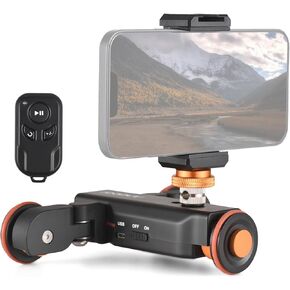 Andoer Camera Dolly with Phone Holder, Scale Indication, 3 Speeds Motorized Dolly Car with Remote Control - Compatible with iPhone, DSLR, Camcorder, Gopro, Insta, Android Smartphone