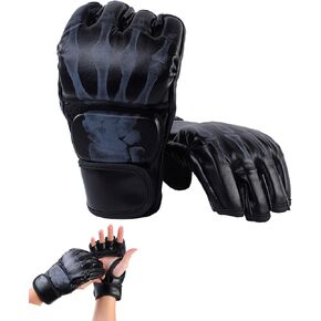 قفازات الملاكمة، قفازات PU MMA قفازات الملاكمة مكونة من زوجين من معدات الملاكمة للتدريب في المنزل على الملاكمة والفنون القتالية Sanda Sparring (نموذج يد الشبح باللون الأسود) in Kuwait
