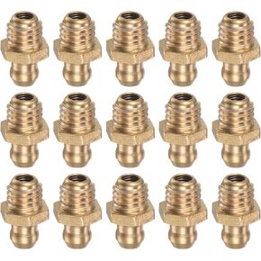 HARFINGTON 15pcs Brass Straight Grease Fitting M8x1.25mm Metric Thread Hydraulic Grease Nipple Accessories for Car
