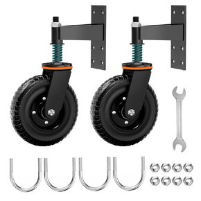 8 Inch Fence Gate Wheels - Heavy Duty Gate Wheels for Metal Tube Gate Wooden Fence Gate, 600lb Capacity 360 Degree Rotation Spring-Loaded Farm Garden Caster with Screws & Screwdriver, 2 Pack