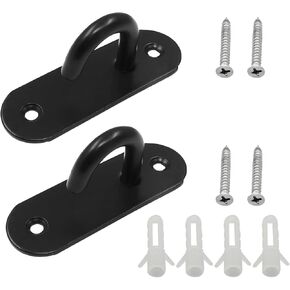 Hitefu 2PCS Pad Eye Plate U Hooks, Stainless Steel Ceiling Hooks with Screws and Plastic Anchors, Durable Wall Mount Marine Hardware Staple Hooks Loop (Large U Oval Open)