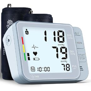 Blood Pressure Monitors for Home Use with 2 Size Cuff (8.7-16.5'' & 15-21.7'' Extra Large Blood Pressure Cuff), 2x120 Memory, with USB Cable and 4 AA Batteries(Blue)