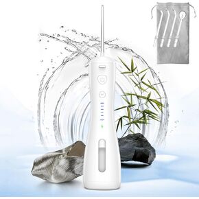 Water Flosser [Dental Cordless Portable] 6 Modes & IPX7 Waterproof Rechargeable Oral Irrigator Water Teeth Cleaner Floss Pick, Home Use WaterFlossers for Braces Bridges/Gum Care (White)