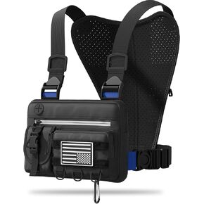 Sports Chest Bag For Men, Running Vest Bag with Water Resistant Lightweight Front Chest Pack With Built-In Phone Holder & Extra Storage For Workouts, Cycling, Hiking