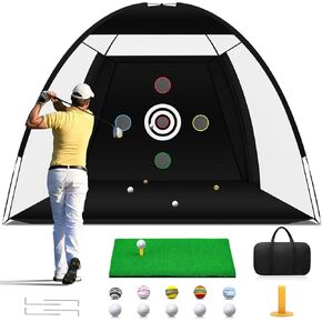 Golf Net, Golf Practice Net with Golf Hitting Mat, Home Golf Hitting Aid Nets for Backyard Driving Chipping Swing Training with Target/Balls/Tee/Bag Golf Accessories Gifts for Men/Golf Lovers