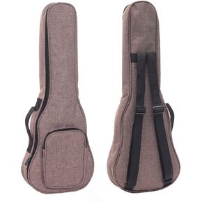 HOT SEAL Simple Linen 10MM Classic Thick Durable Ukulele Case Bag with Large Storage (26in, Brown)