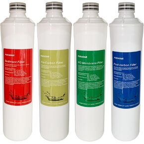 Push Button Replacement Water Filter Set Compatible With Watts Premier RO Pure 4-Pack Filtration Kit, Include Sediment Filter, Pre & Post Carbon Filter and RO membrane Element