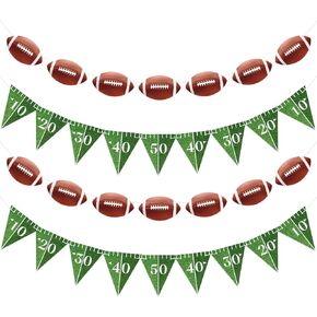 4pcs Football Party Decorations Pre-Strung Football Banner Football Pennant Banners for Sports Football Hanging Decorations Party Supplies