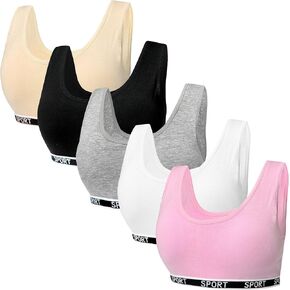 Girls Sports Bras Cotton Training Underwear with Removable Pads Teenage Crop Vest for 8-15 Years