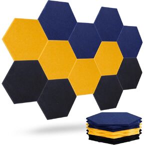 Acoustic Panels, Magrowill 12-Pack Soundproof Wall Panels 14x12x0.4 Inches, High Density Acoustic Panels Sound Absorbing with Self-Adhesive, Hexagon Sound Proof Panels for Walls