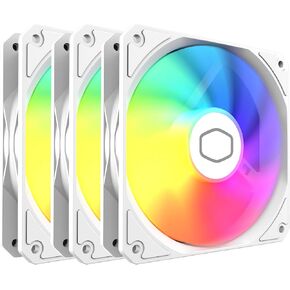 Cooler Master MF120 Lite White PC Case|Liquid Cooler|Air Cooler 3-Pack Fan, 120mm aRGB Lighting, aRGB Splitter, Dynamic PWM 1,750 RPM, Air Balance Blades, Hybrid | PBT Frame