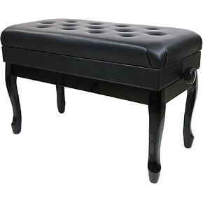 Genuine Leather Adjustable Piano Bench with Storage, Curved Legs, Keyboard Duet Benches, Padded Cushion Seat X860-1sG