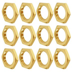 12PCS 1/4 Inch Lock Nut, Hex Brass Female Locknut Fasteners Spacer for Plumbing