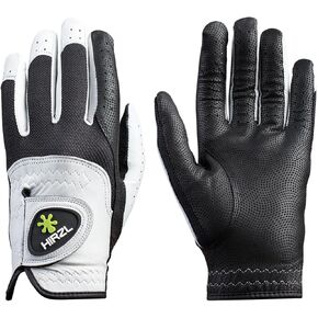 HIRZL Trust Control 2.0 Golf Gloves, All Weather Mens Golf Glove, White/Black, Kangaroo Leather Palm, Cabretta Leather Backhand, Trusted by Pro’s, Sweat Free, Ultimate Grip